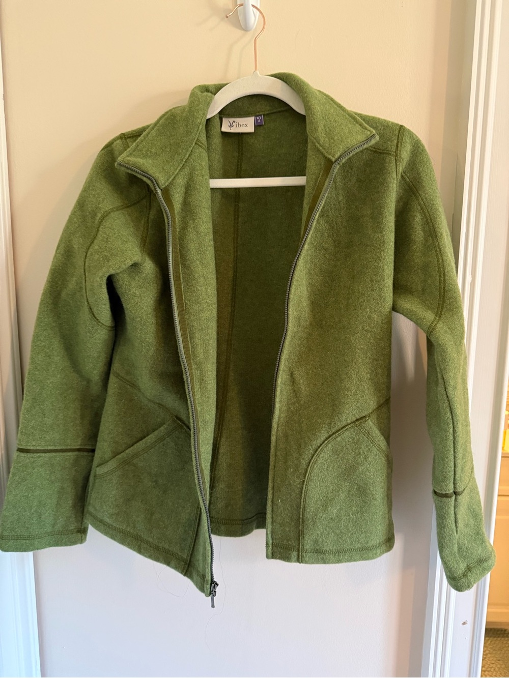 ibex Olive Green Wool Fleece Blazer Jacket